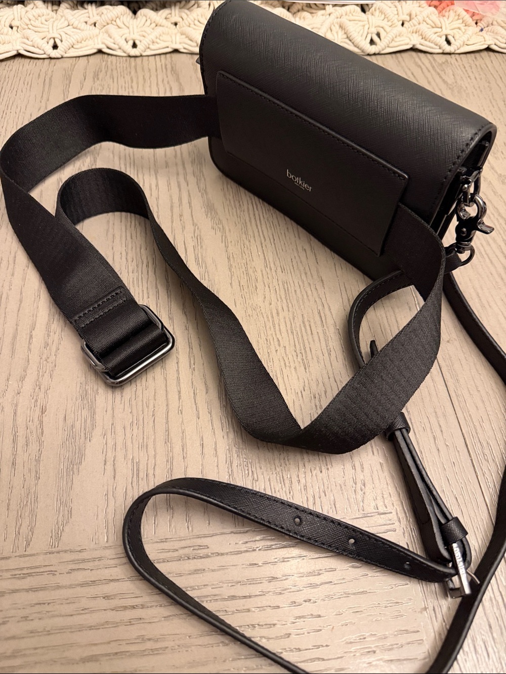Botkier Black Leather Messenger Crossbody Bag or Belt Bag